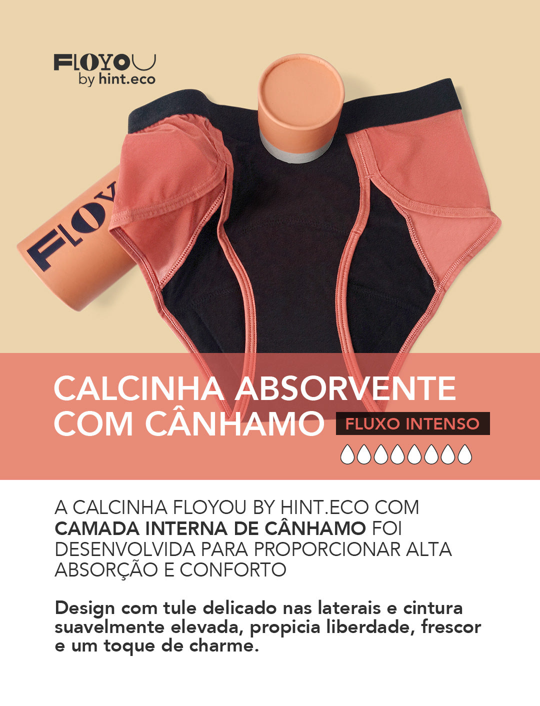 Calcinha Absorvente FloYou com Cânhamo - Fluxo Intenso