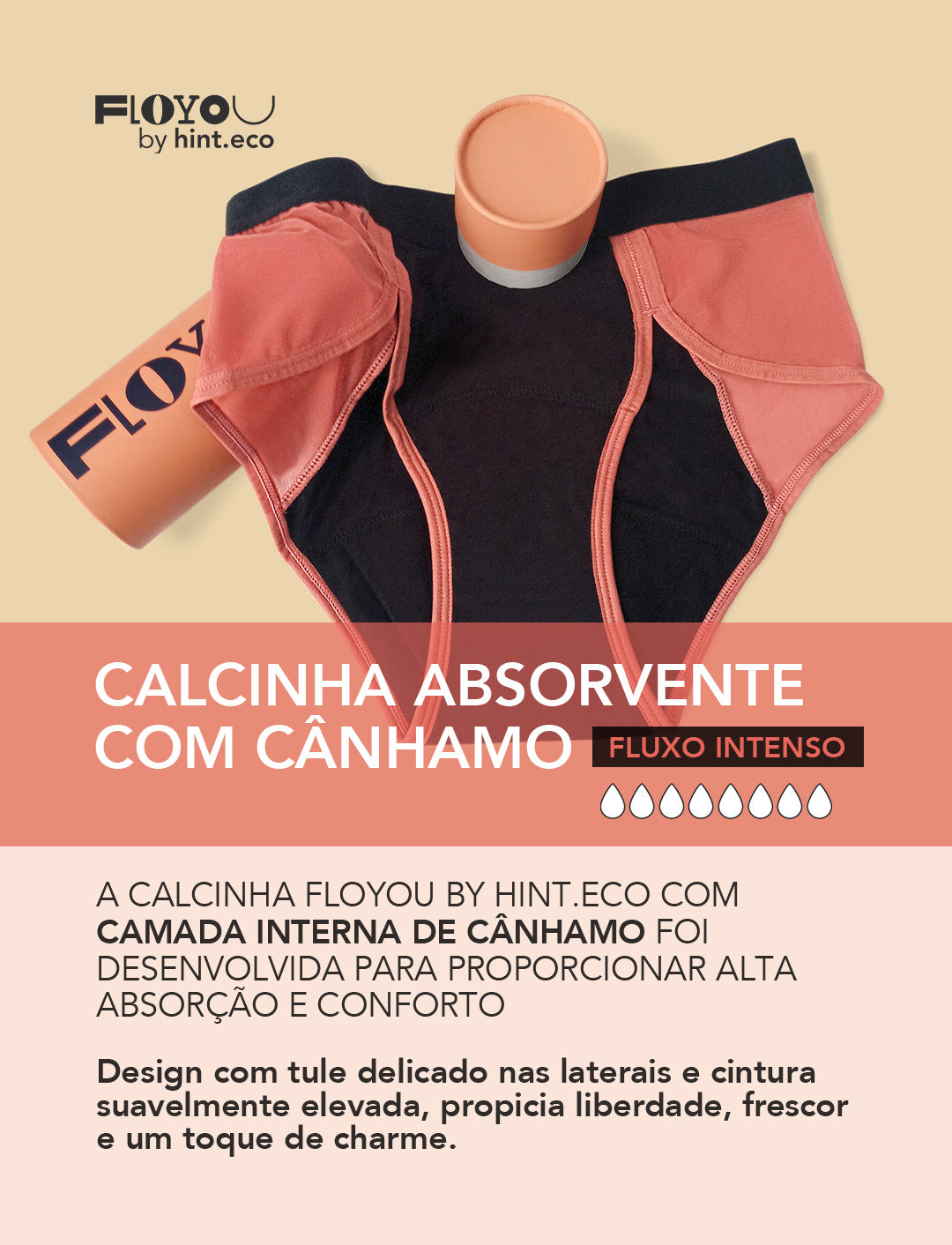 Calcinha Absorvente  FloYou com Cânhamo - Fluxo Intenso