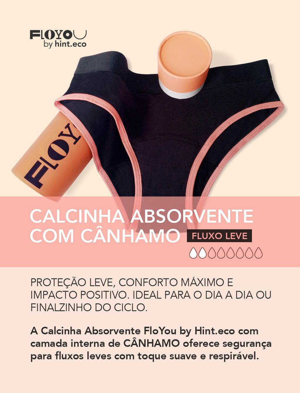 Calcinha Absorvente  FloYou com Cânhamo - Fluxo Leve