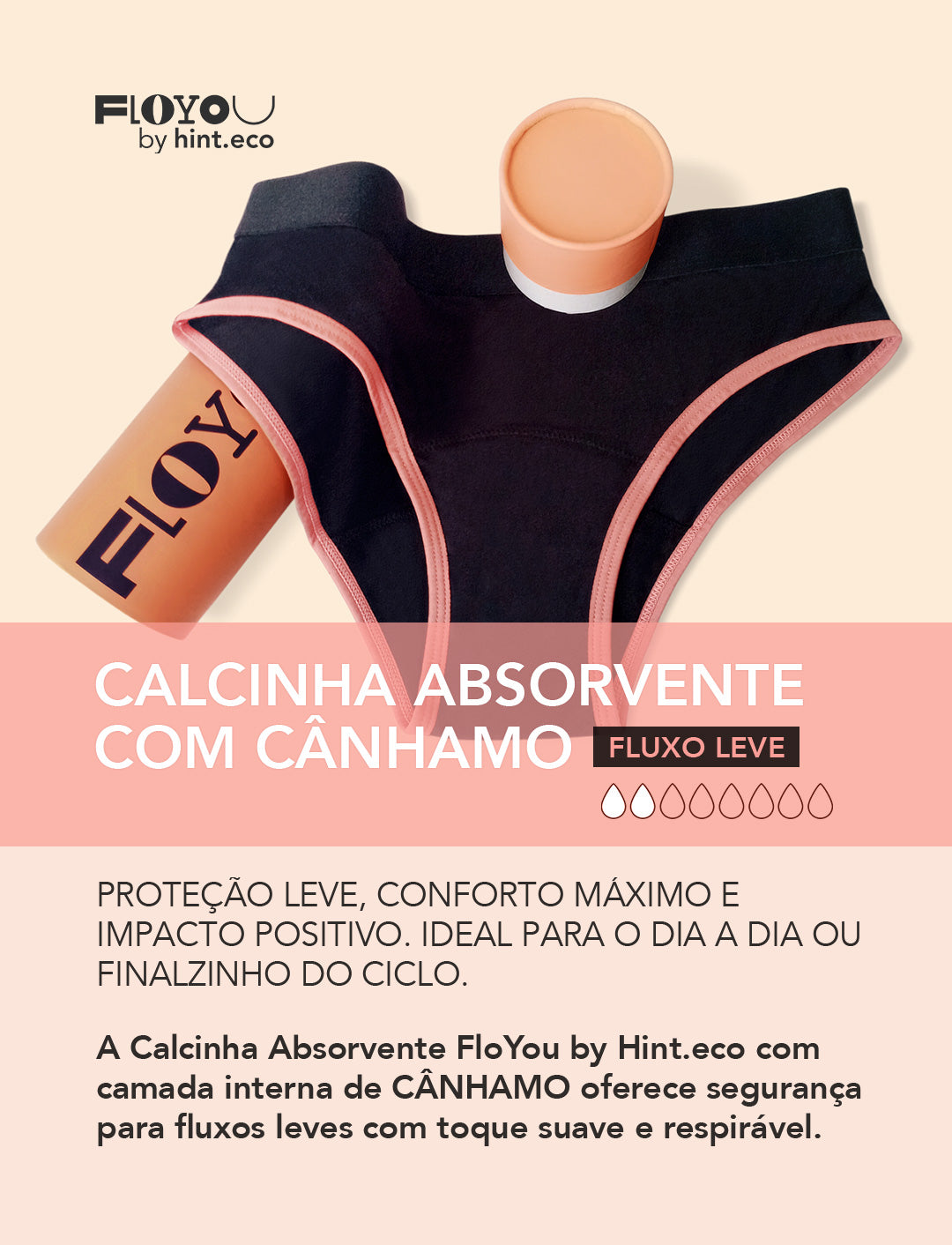 Calcinha Absorvente  FloYou com Cânhamo - Fluxo Leve