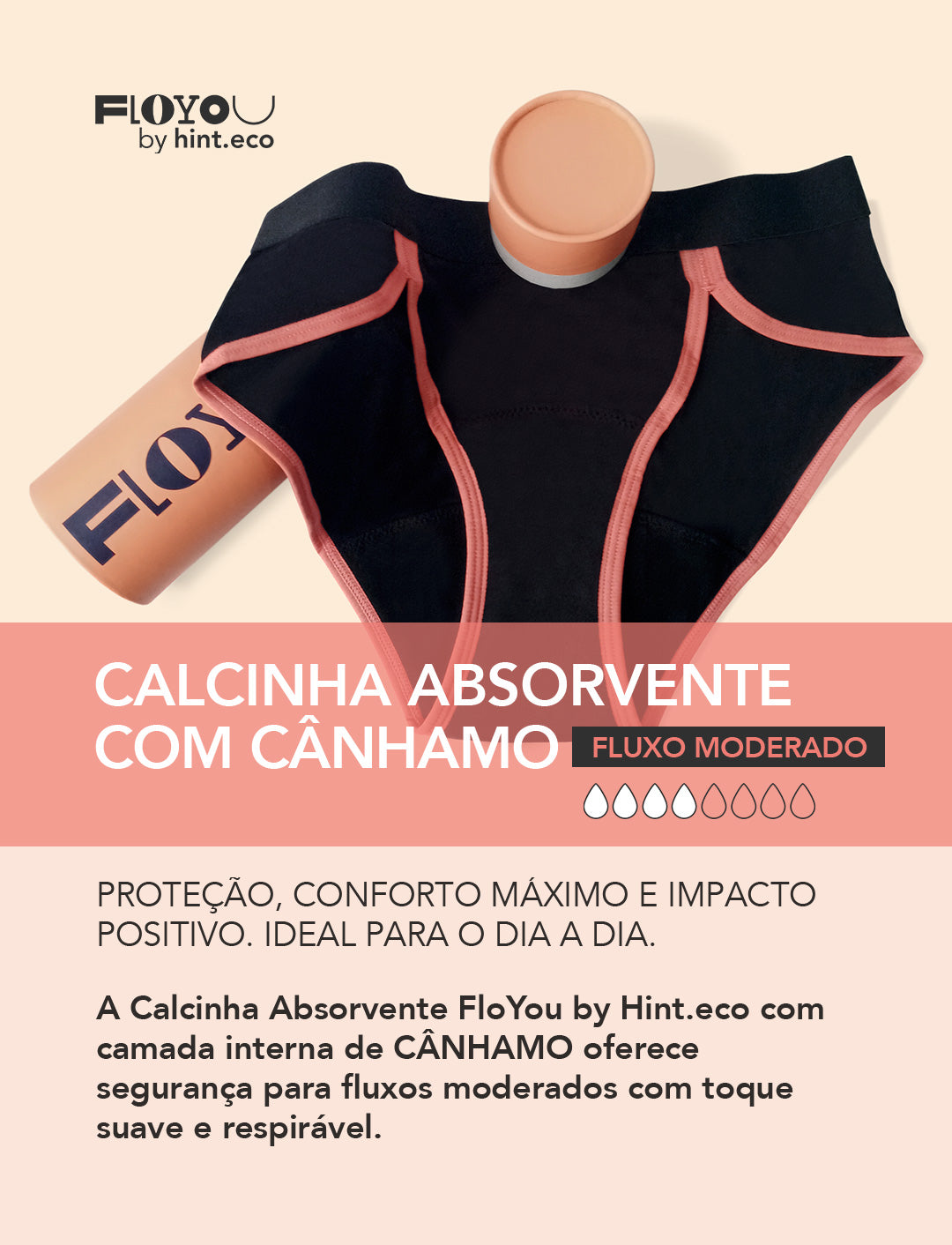 Calcinha Absorvente  FloYou com Cânhamo - Fluxo Moderado