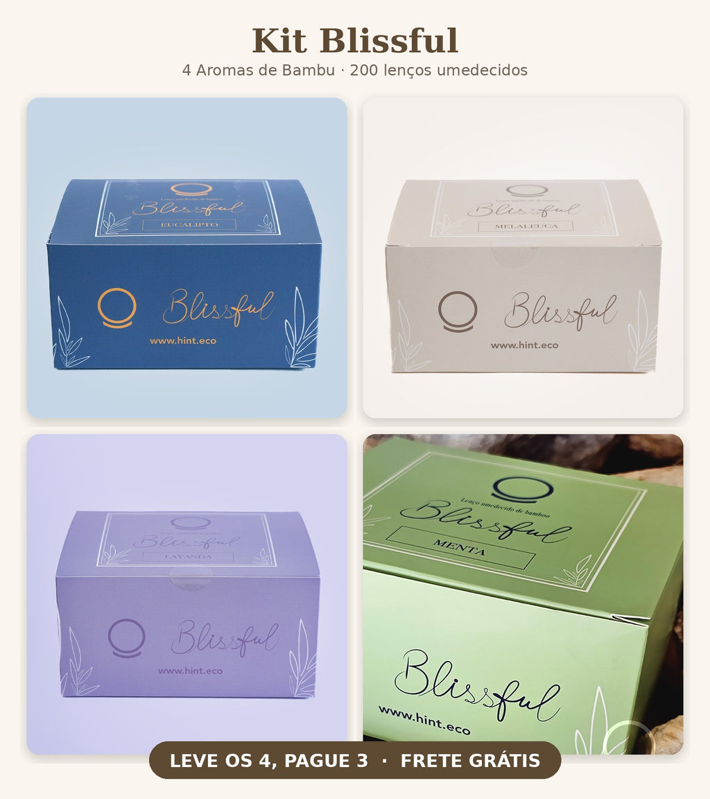Kit Blissful - 4 caixas de Lenços Umedecidos de Bambu